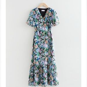 & Other Stories- Flutter Sleeve Wrap Midi Dress